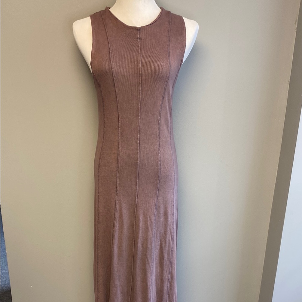 Zara Purple Sheath Maxi Dress Sleeveless Crew Neck